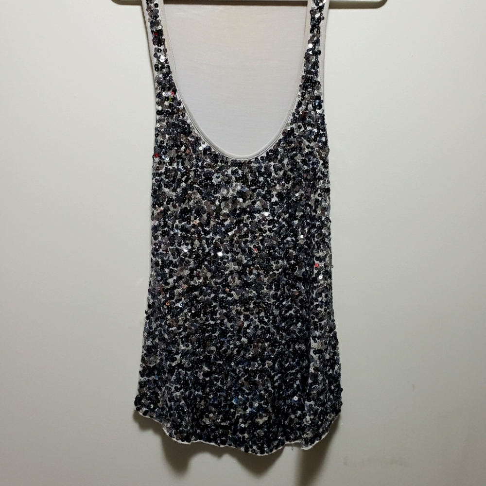 Redherring Glitter Embellished Front Grey Back Tank Top